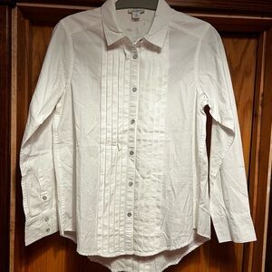 Sundance Top Size XS White Long Sleeve Pleated Button Front Blouse NWOT
